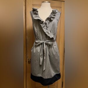 Ann Taylor LOFT gray dress ruffles 12